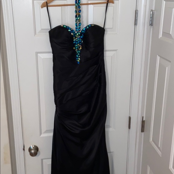 Flirt black evening gown w/ beading poly size 8 - Picture 2 of 5